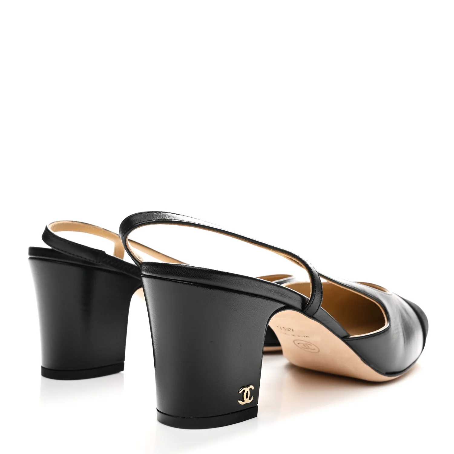 Goatskin Grosgrain Cap Toe CC Slingback Pumps 40.5 Black - Image 5