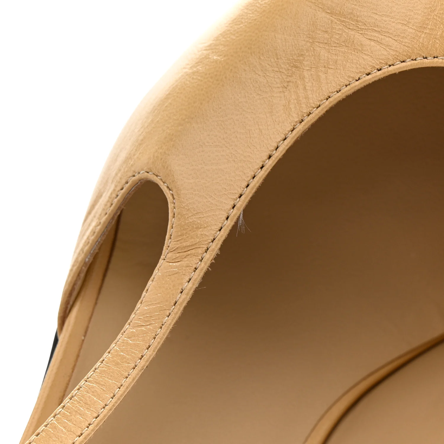 Goatskin Grosgrain Cap Toe CC Slingback Pumps 41 Beige Black - Image 9