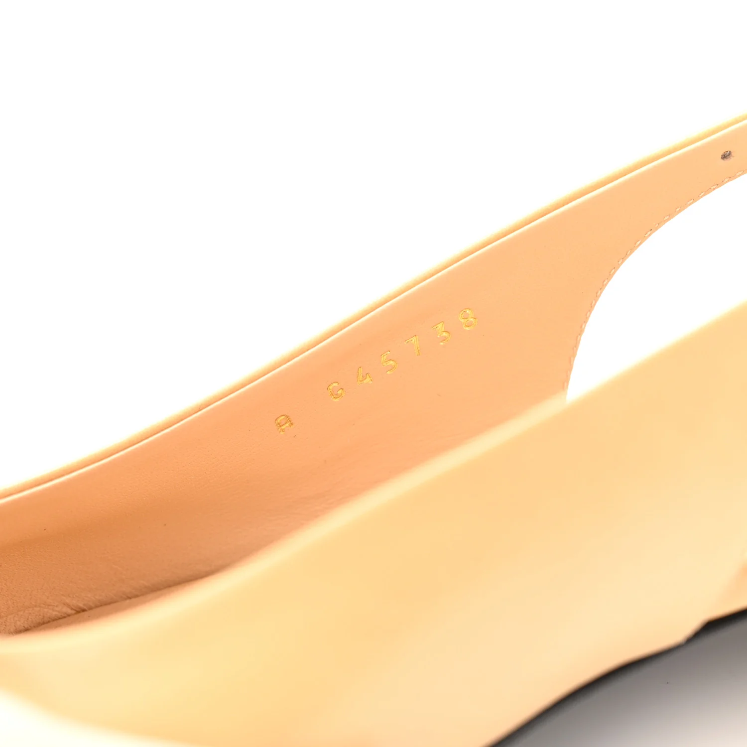 Goatskin Grosgrain Pointed Toe CC Slingback Flats 36.5 Beige Black - Image 9