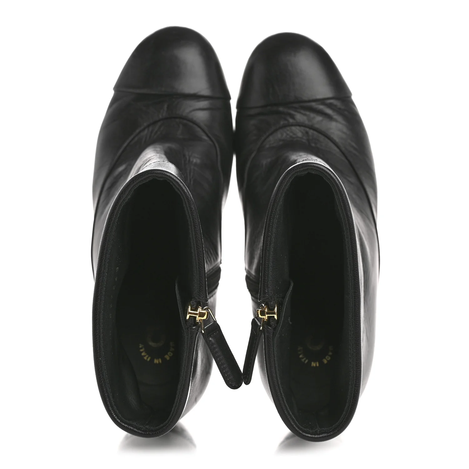 Goatskin Pearl Cap Toe Boots 38.5 Black - Image 2
