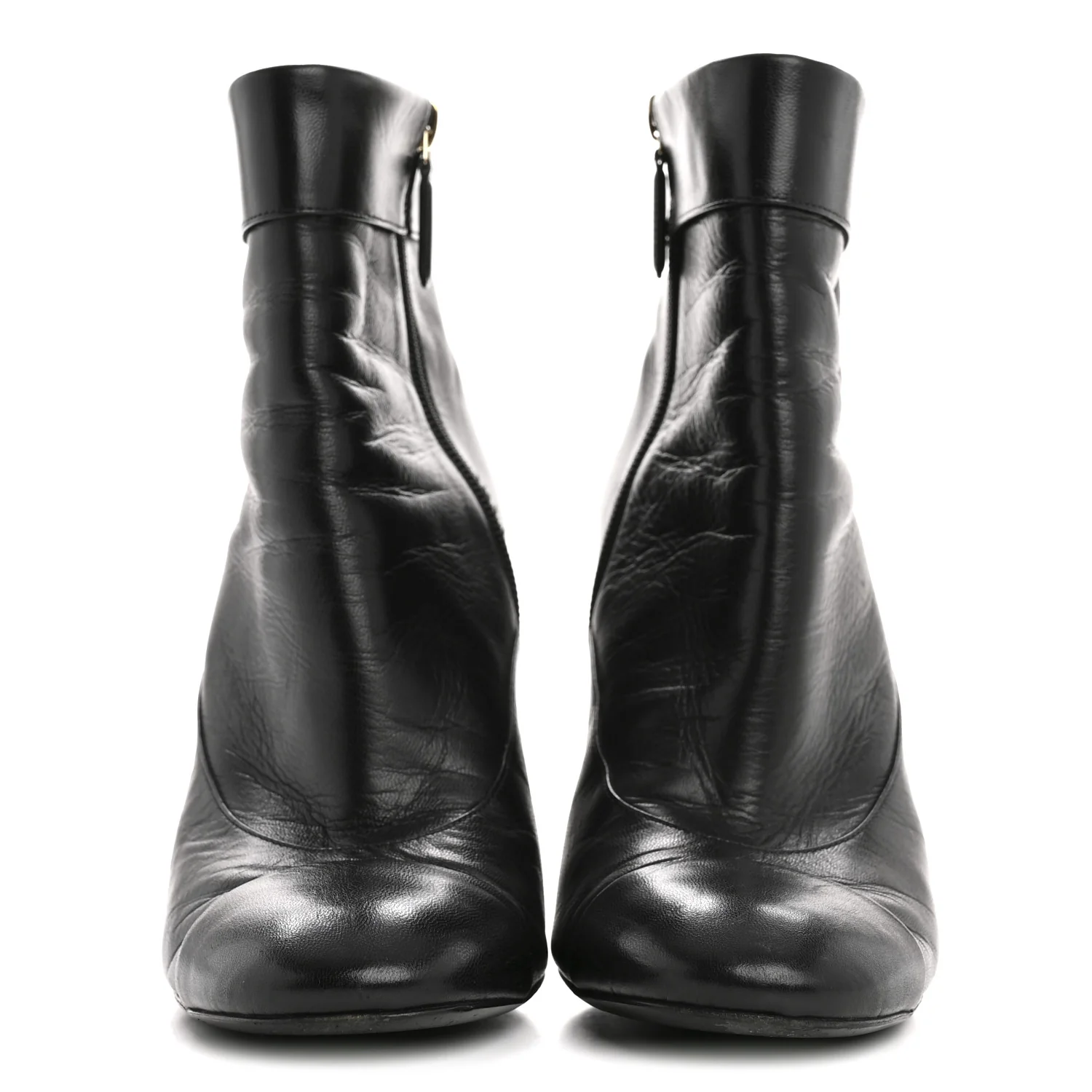 Goatskin Pearl Cap Toe Boots 38.5 Black - Image 3
