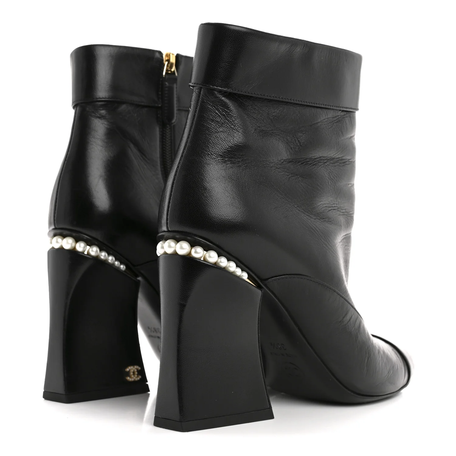 Goatskin Pearl Cap Toe Boots 38.5 Black - Image 5
