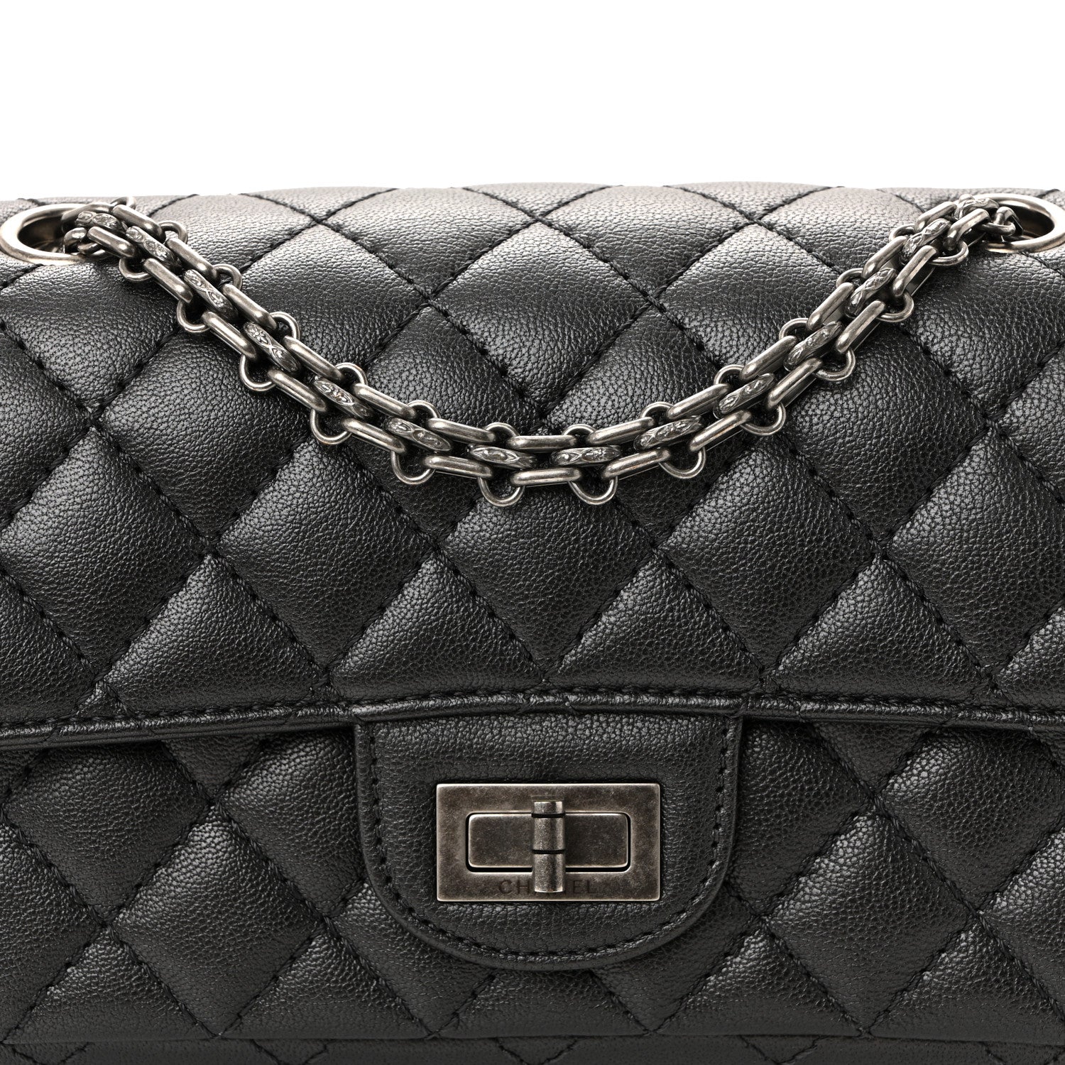 Goatskin Quilted 2.55 Reissue Mini Flap Dark Silver - Image 7