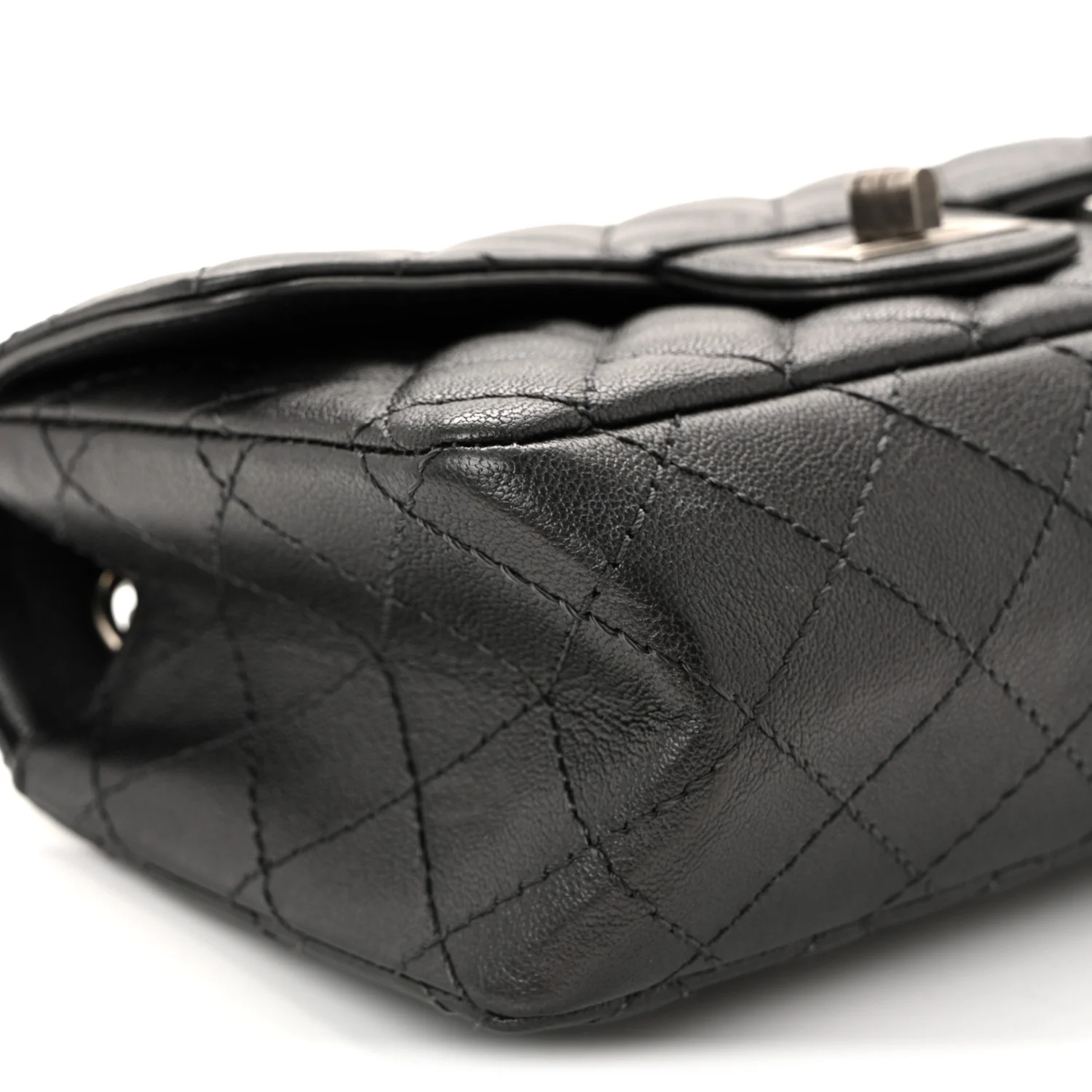 Goatskin Quilted 2.55 Reissue Mini Flap Dark Silver - Image 8