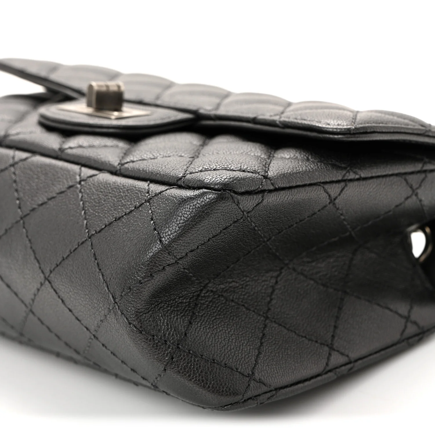 Goatskin Quilted 2.55 Reissue Mini Flap Dark Silver - Image 9