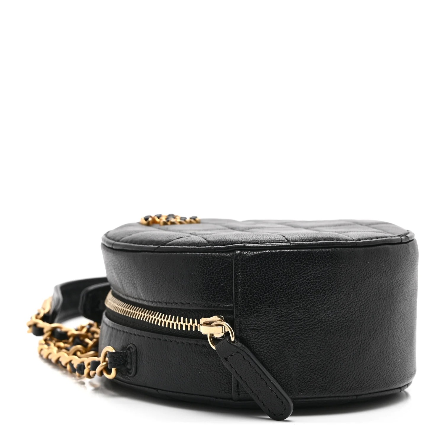 Goatskin Quilted Chanel 19 Round Clutch With Chain Black - Image 9