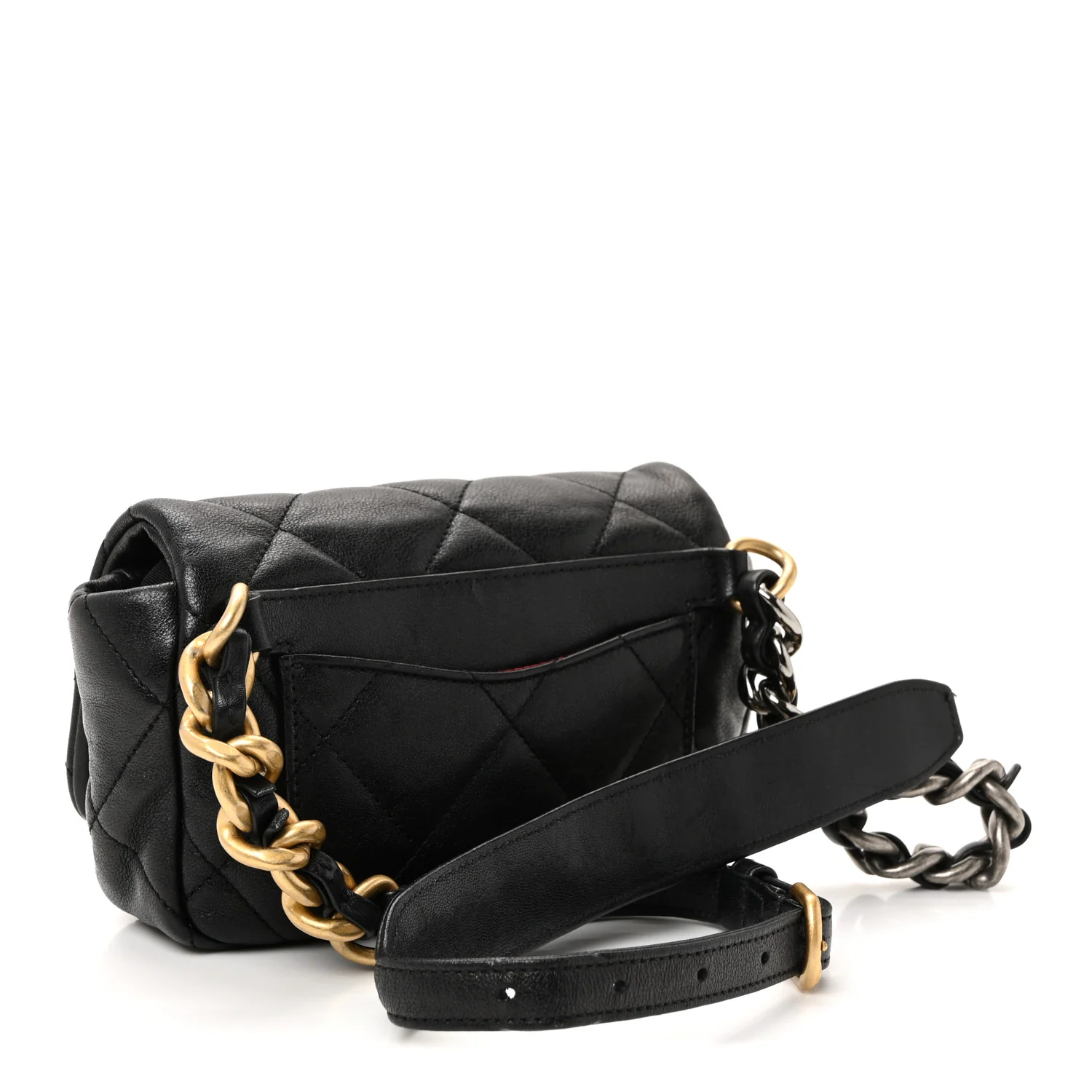 Goatskin Quilted Chanel 19 Waist Bag Black - Image 5