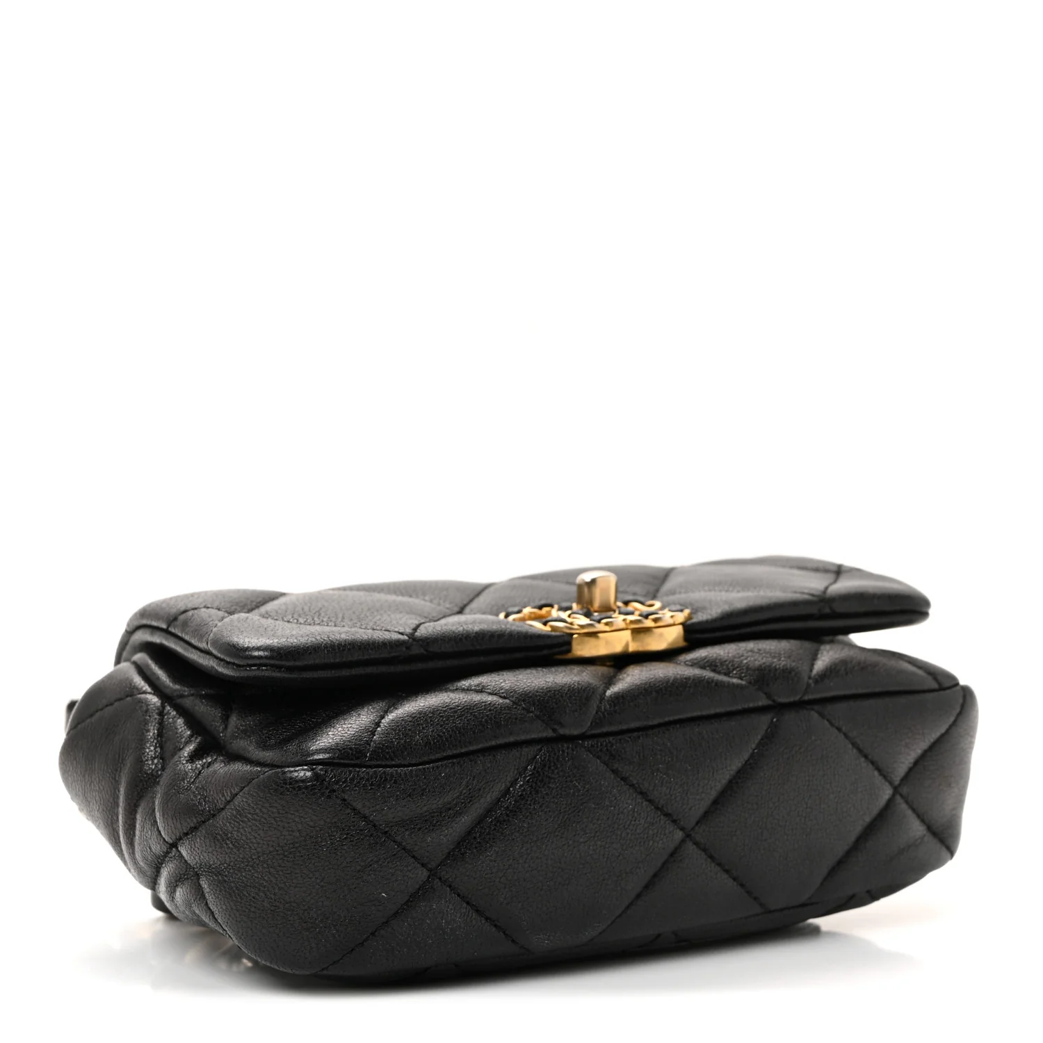 Goatskin Quilted Chanel 19 Waist Bag Black - Image 6