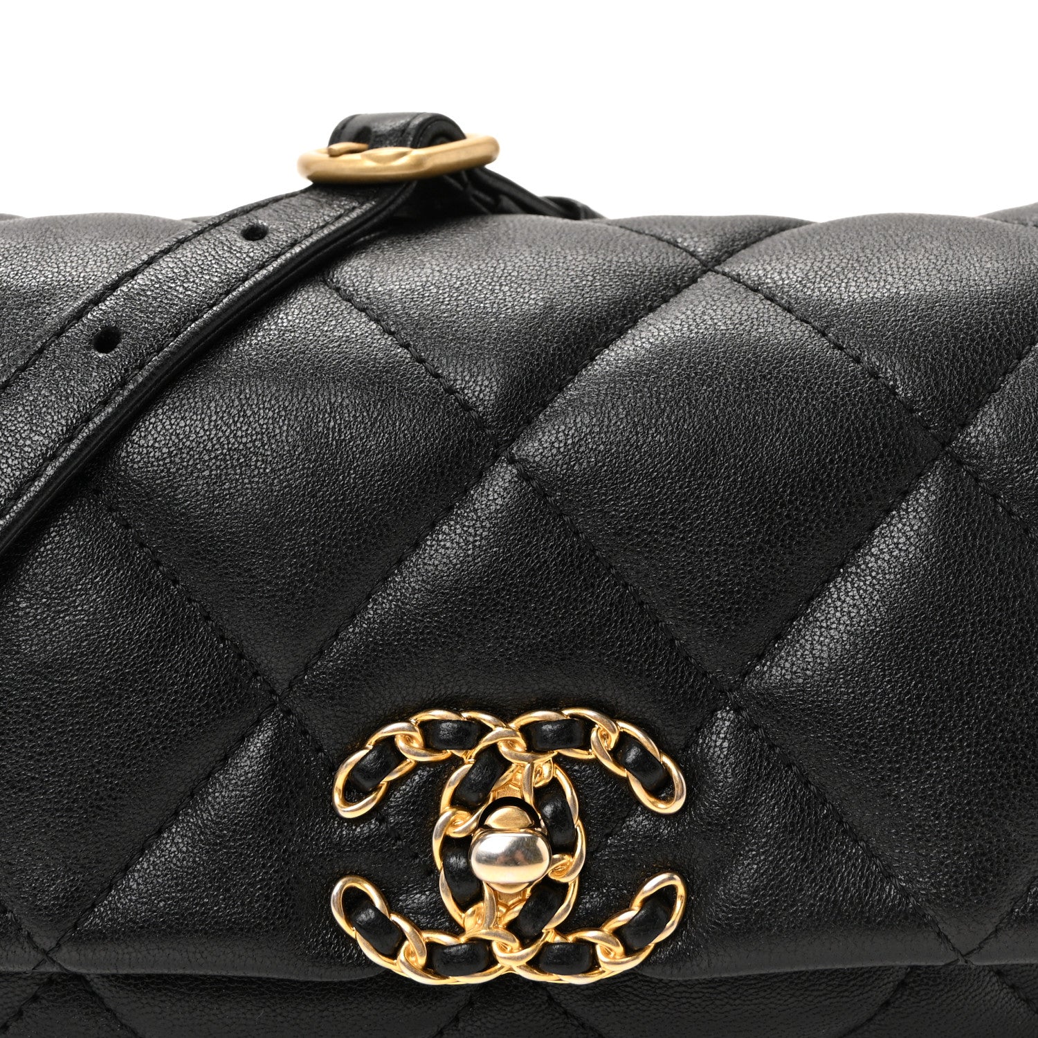 Goatskin Quilted Chanel 19 Waist Bag Black - Image 8