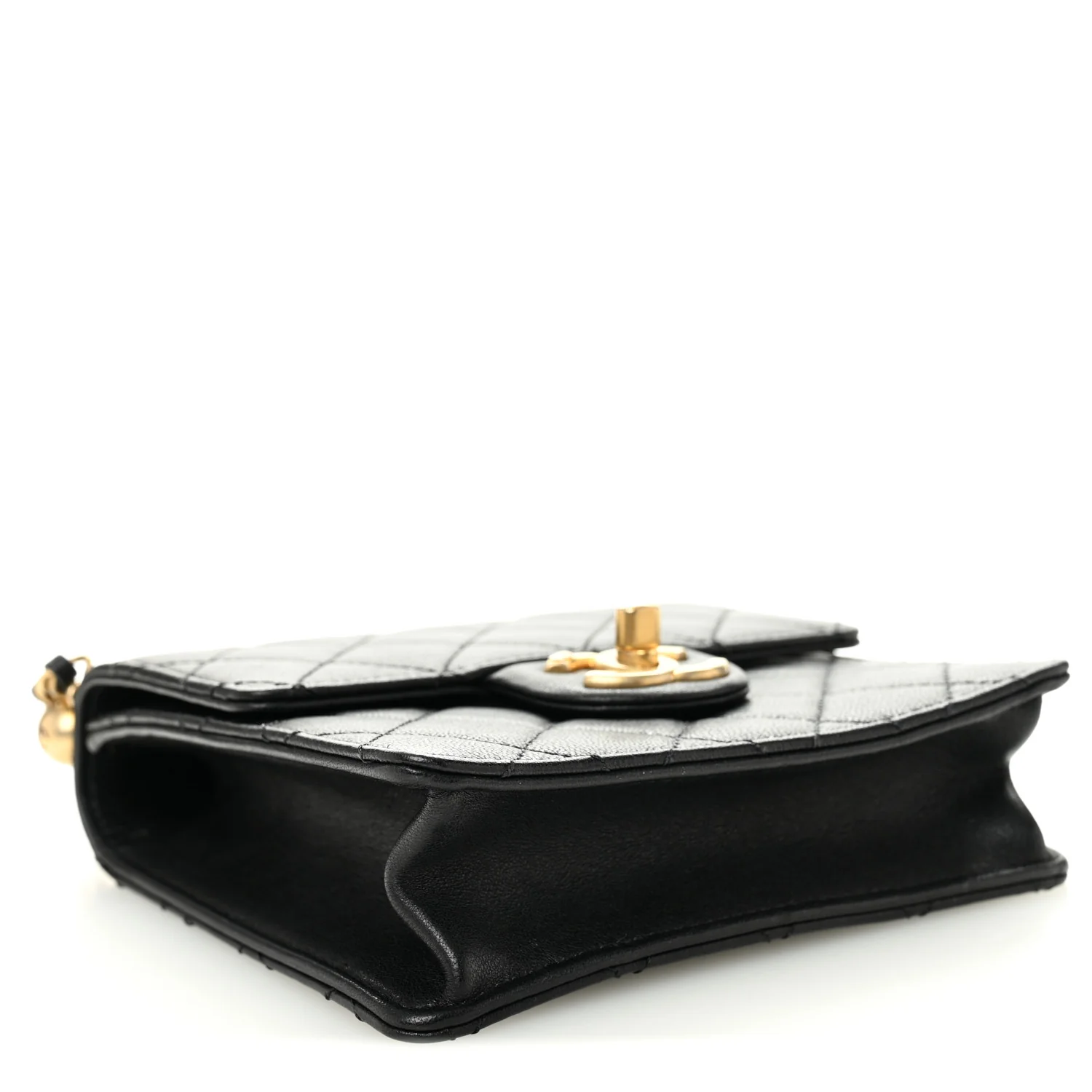 Goatskin Quilted Chic Pearls Flap Black - Image 4