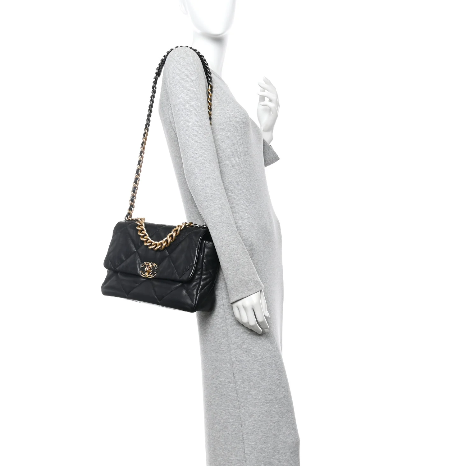 Goatskin Quilted Large Chanel 19 Flap Black - Image 3