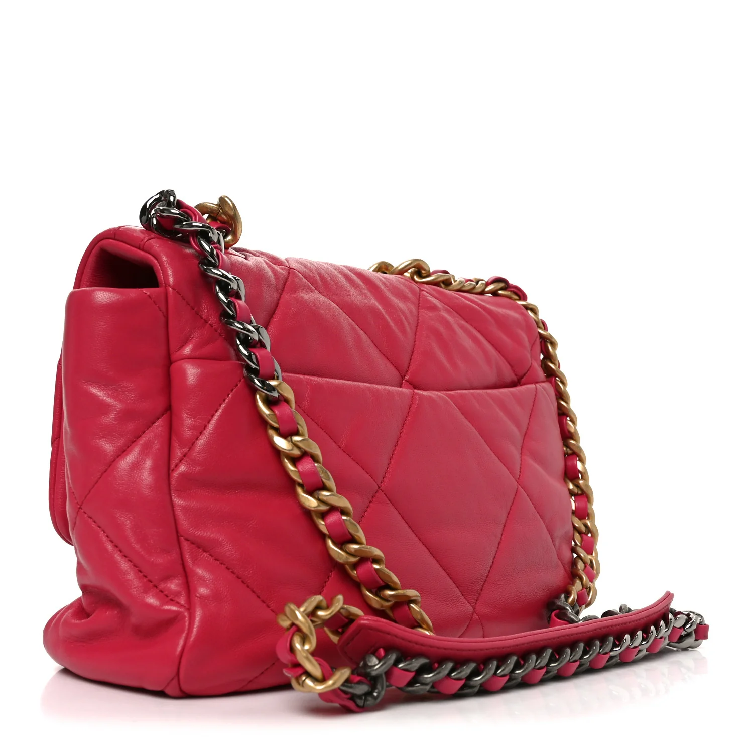 Goatskin Quilted Large Chanel 19 Flap Dark Pink - Image 3