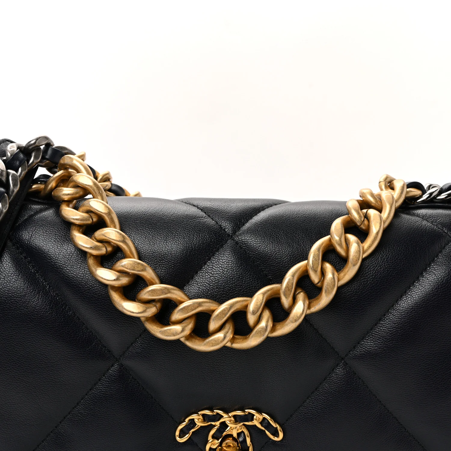 Goatskin Quilted Large Chanel 19 Flap Navy Blue - Image 8