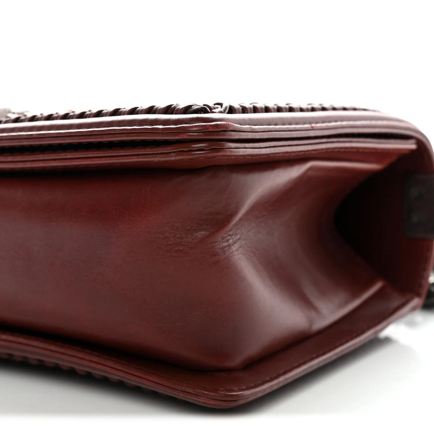 Goatskin Quilted Medium Boy Handle Flap Burgundy - Image 9