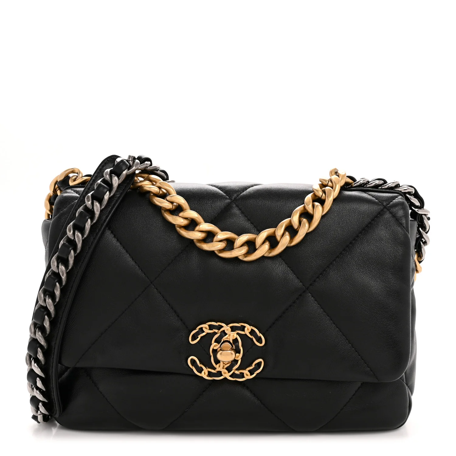 Goatskin Quilted Medium Chanel 19 Flap Black