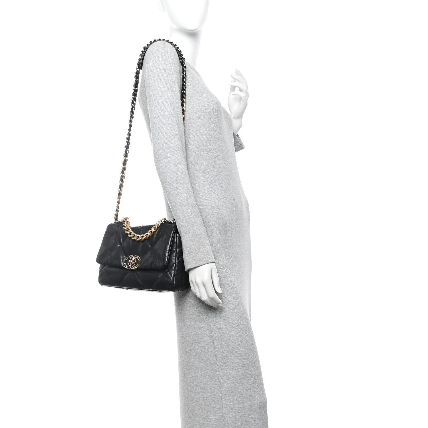 Goatskin Quilted Medium Chanel 19 Flap Black - Image 2