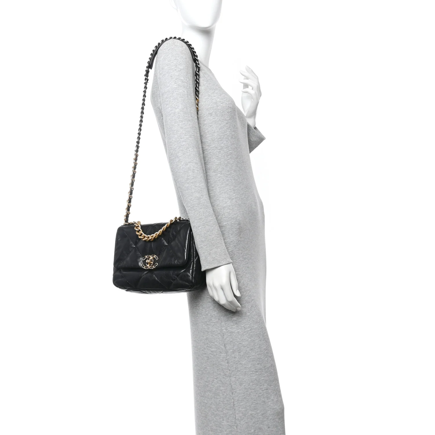 Goatskin Quilted Medium Chanel 19 Flap Black - Image 2