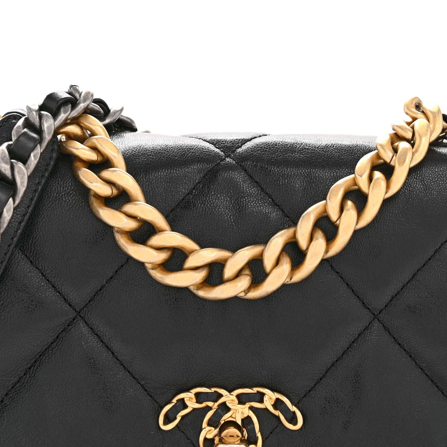Goatskin Quilted Medium Chanel 19 Flap Black - Image 8