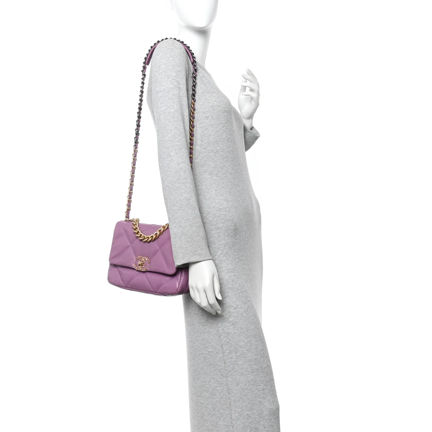 Goatskin Quilted Medium Chanel 19 Flap Purple - Image 2