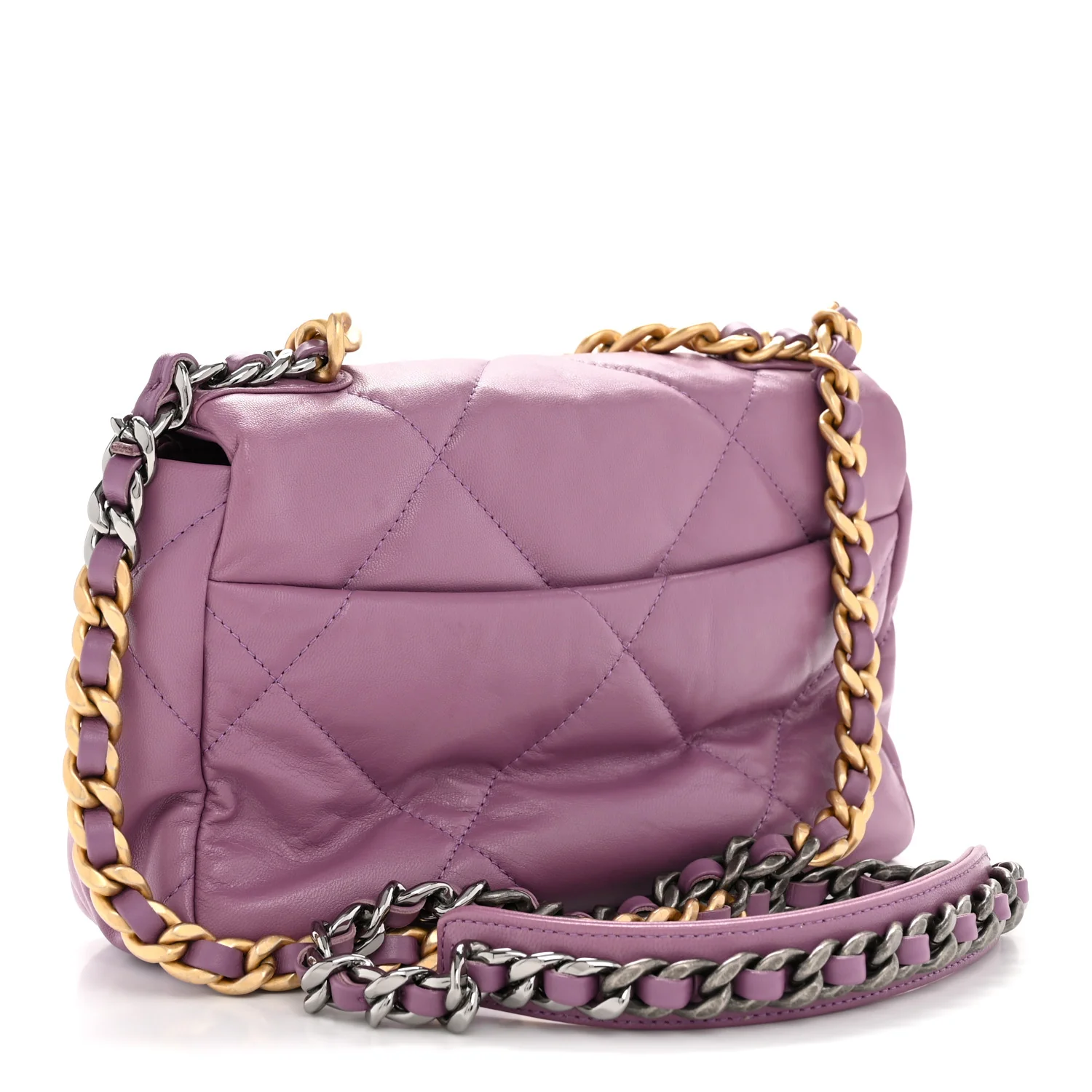 Goatskin Quilted Medium Chanel 19 Flap Purple - Image 3