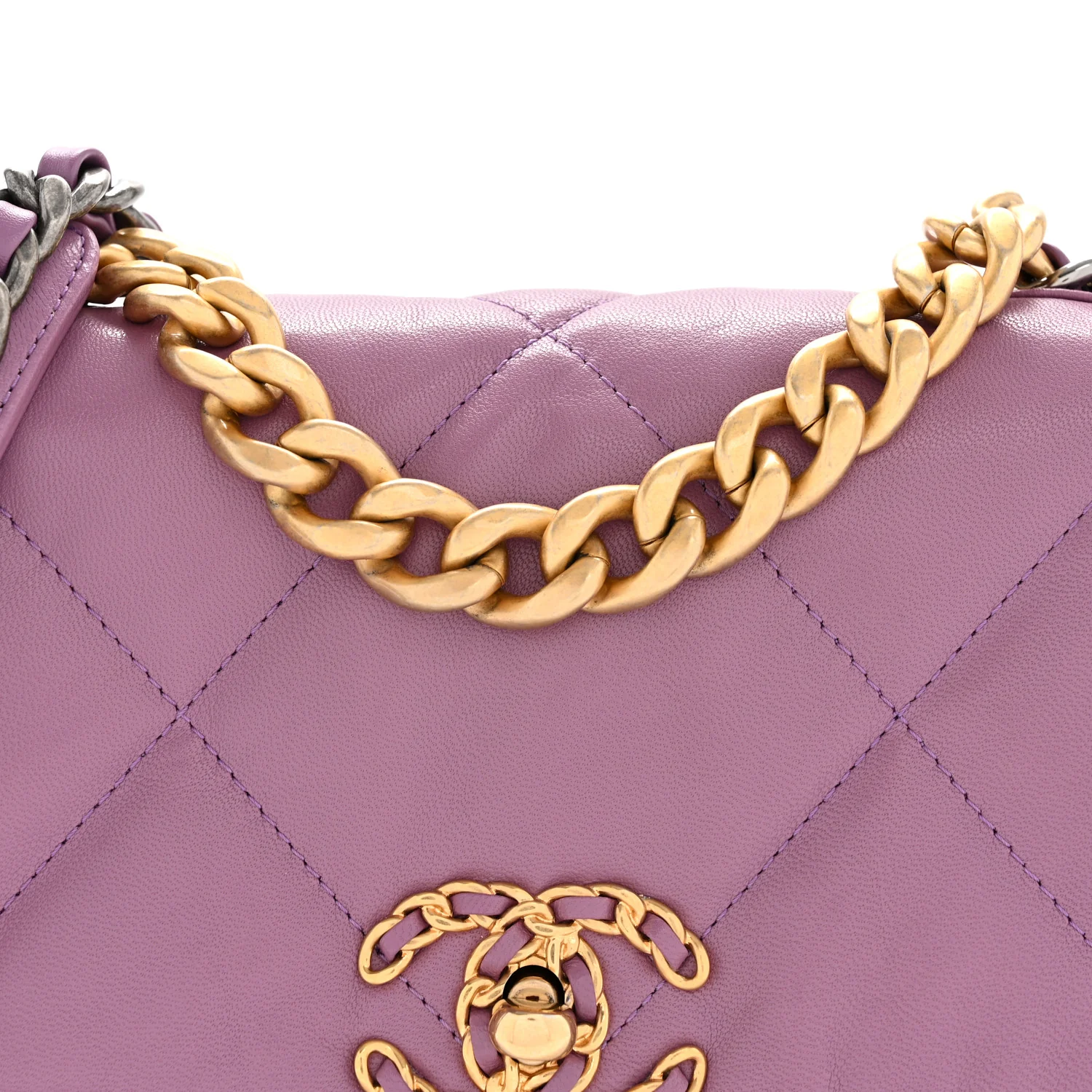 Goatskin Quilted Medium Chanel 19 Flap Purple - Image 8