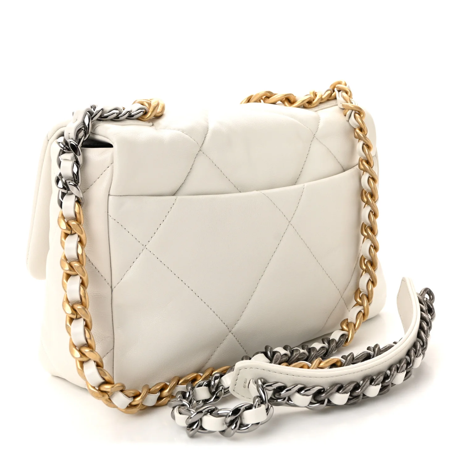 Goatskin Quilted Medium Chanel 19 Flap White - Image 3