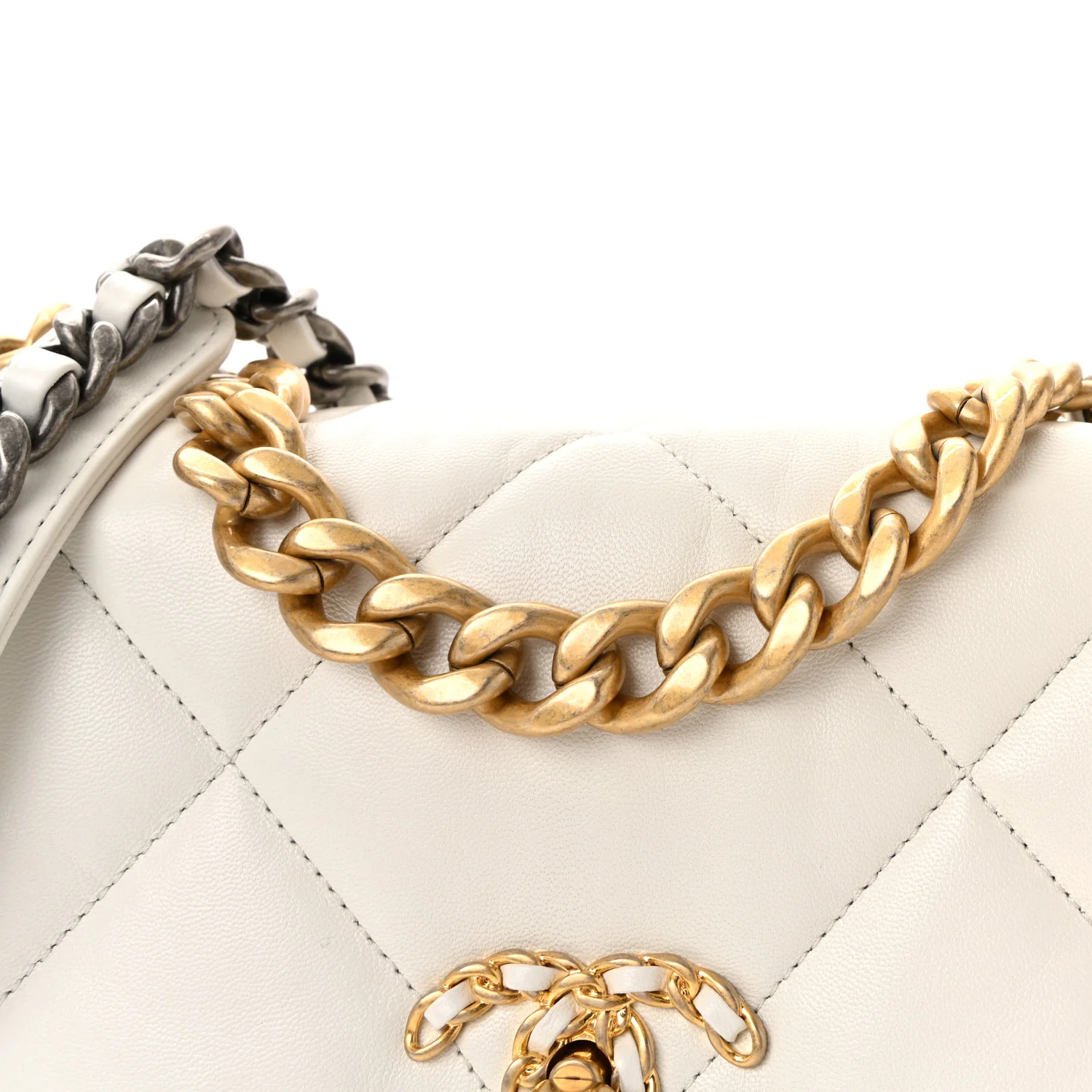 Goatskin Quilted Medium Chanel 19 Flap White - Image 8