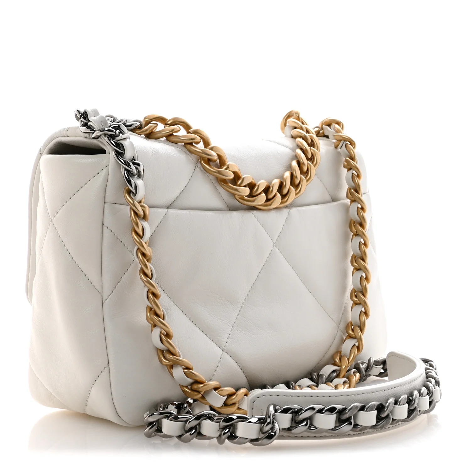 Goatskin Quilted Medium Chanel 19 Flap White - Image 3