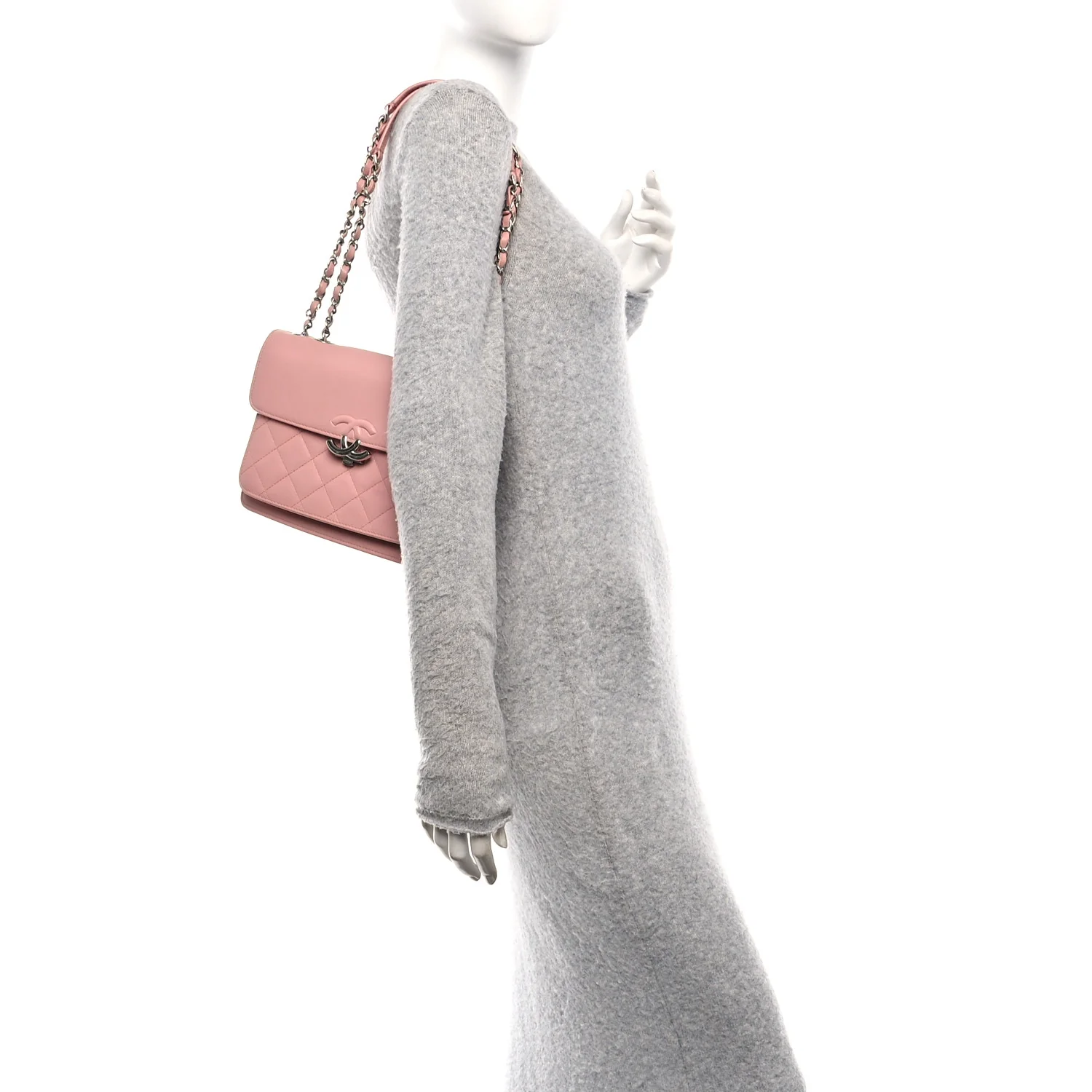 Goatskin Quilted Small CC Box Flap Pink - Image 2