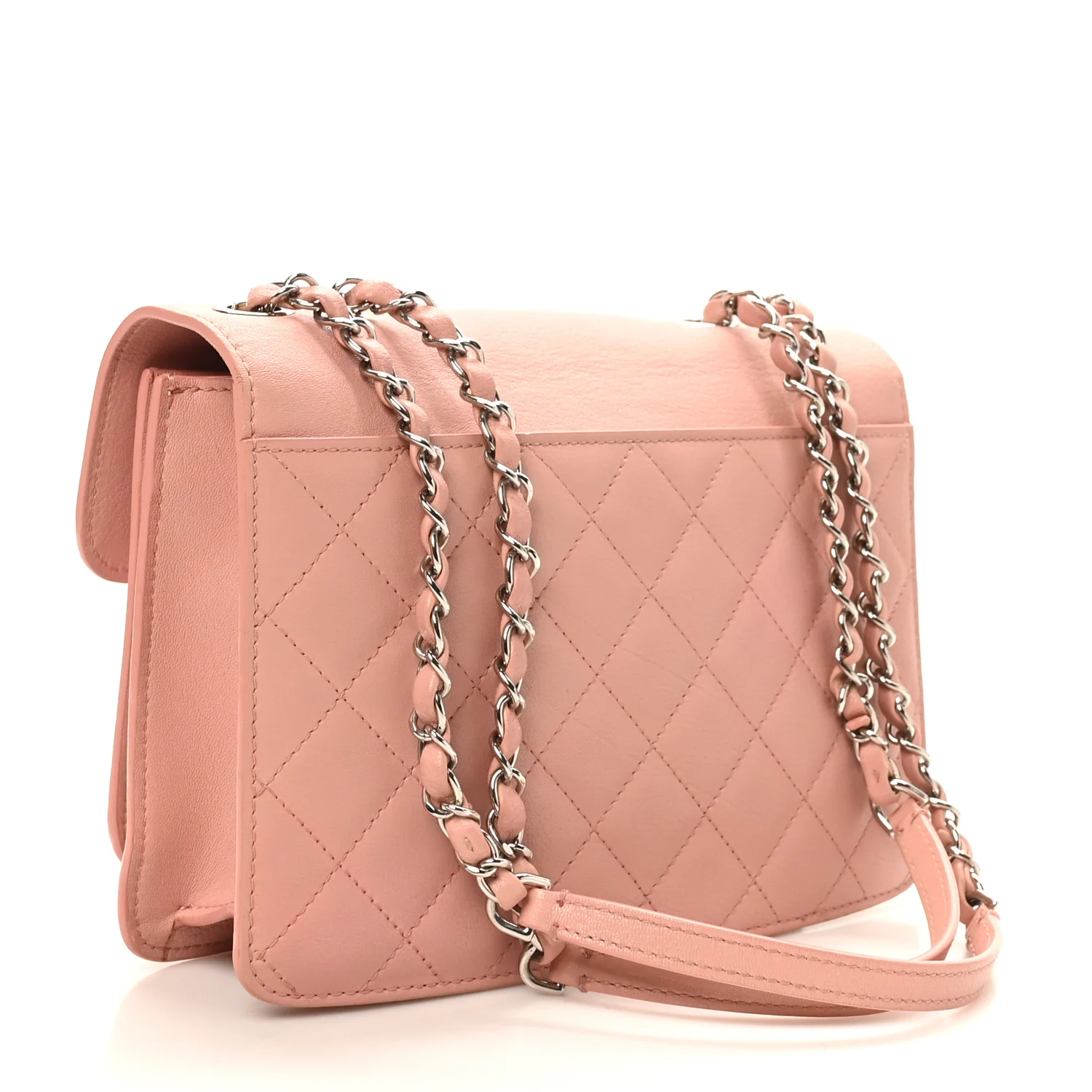 Goatskin Quilted Small CC Box Flap Pink - Image 3