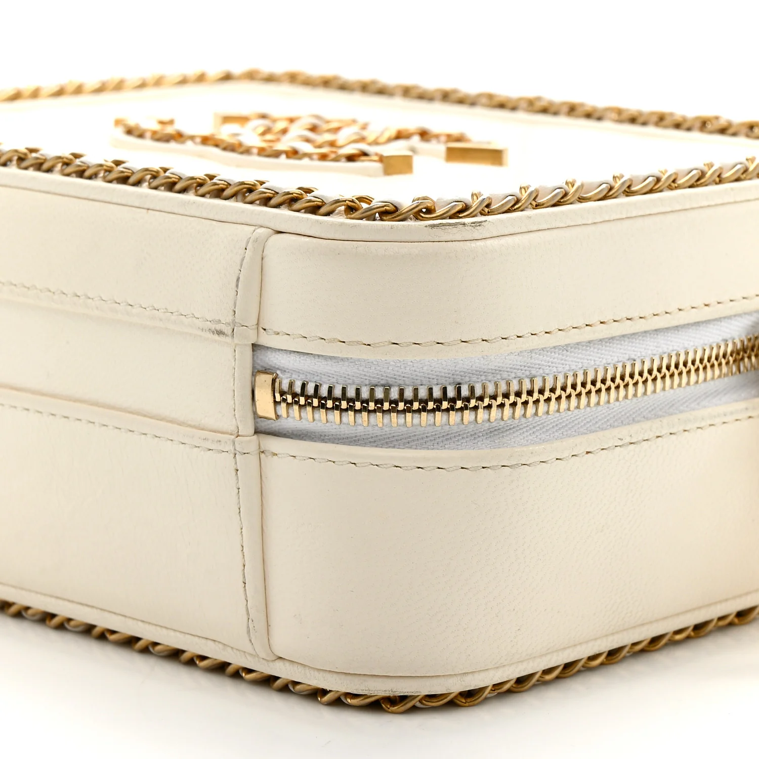 Goatskin Quilted Small CC Filigree Vanity Case White - Image 10