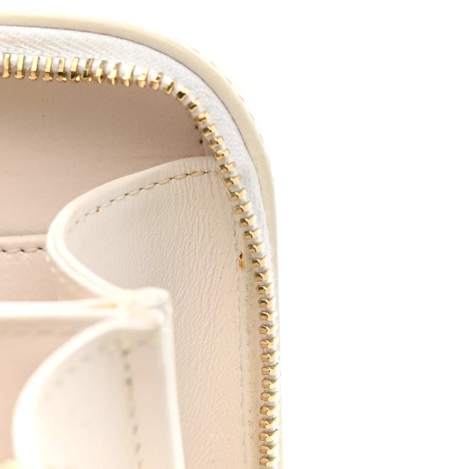 Goatskin Quilted Small CC Filigree Vanity Case White - Image 13