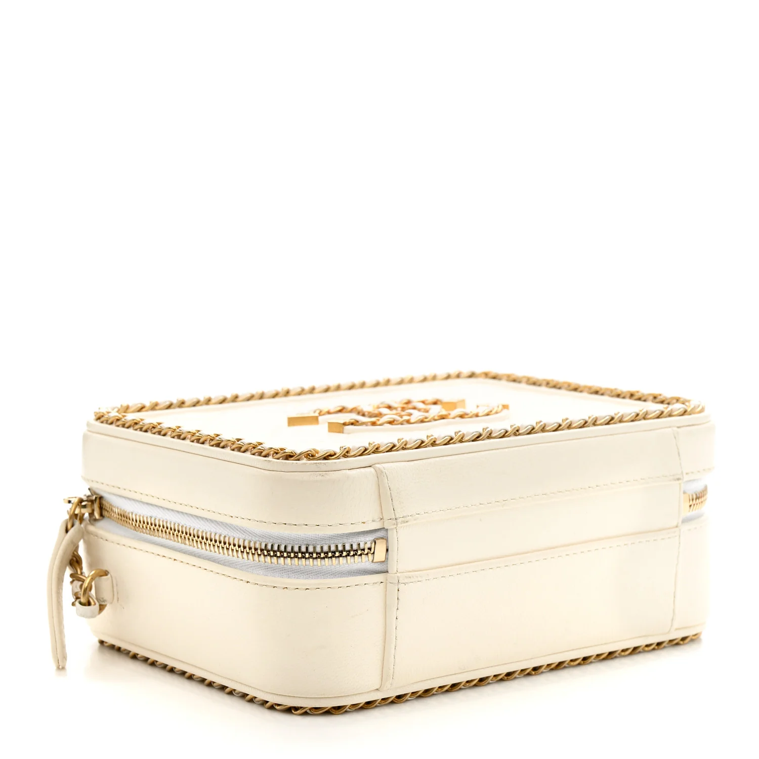 Goatskin Quilted Small CC Filigree Vanity Case White - Image 4