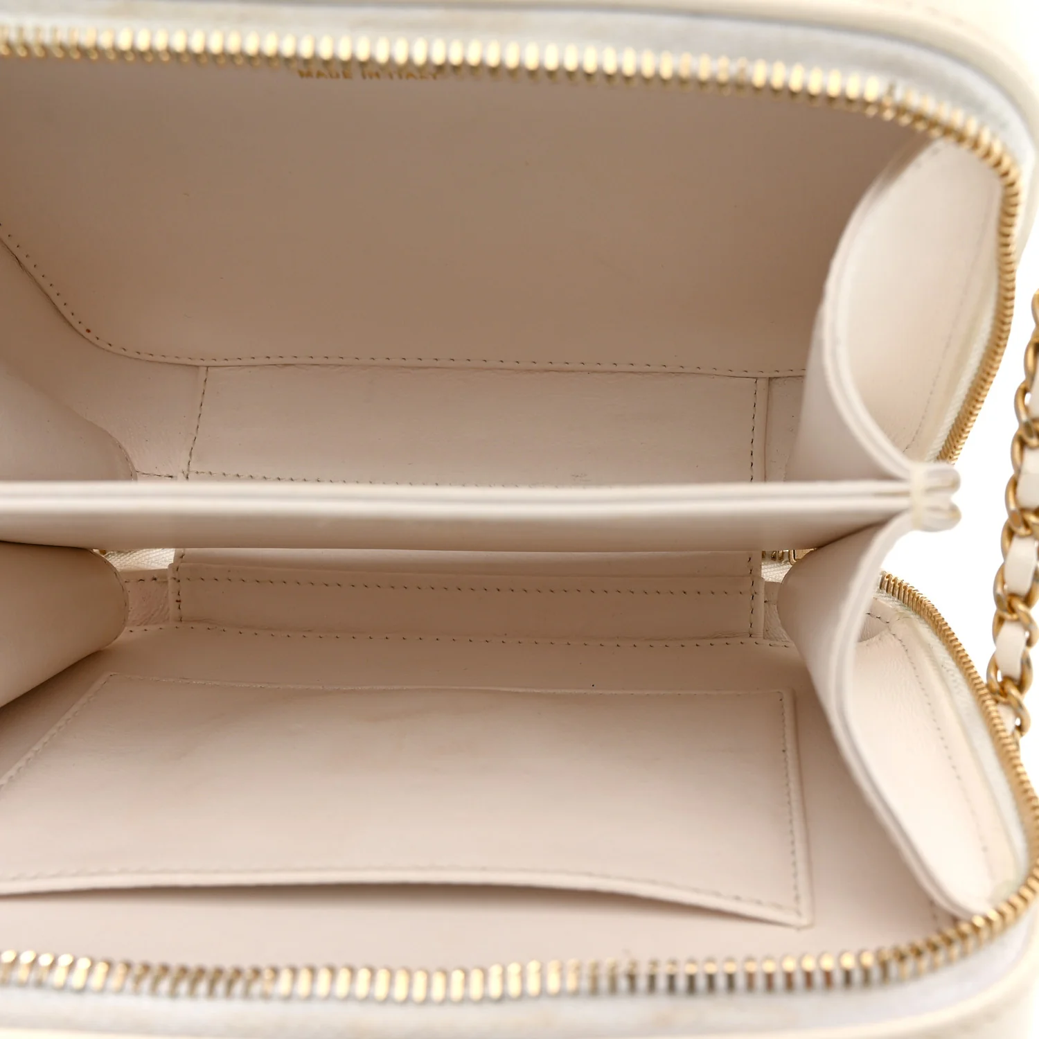 Goatskin Quilted Small CC Filigree Vanity Case White - Image 5