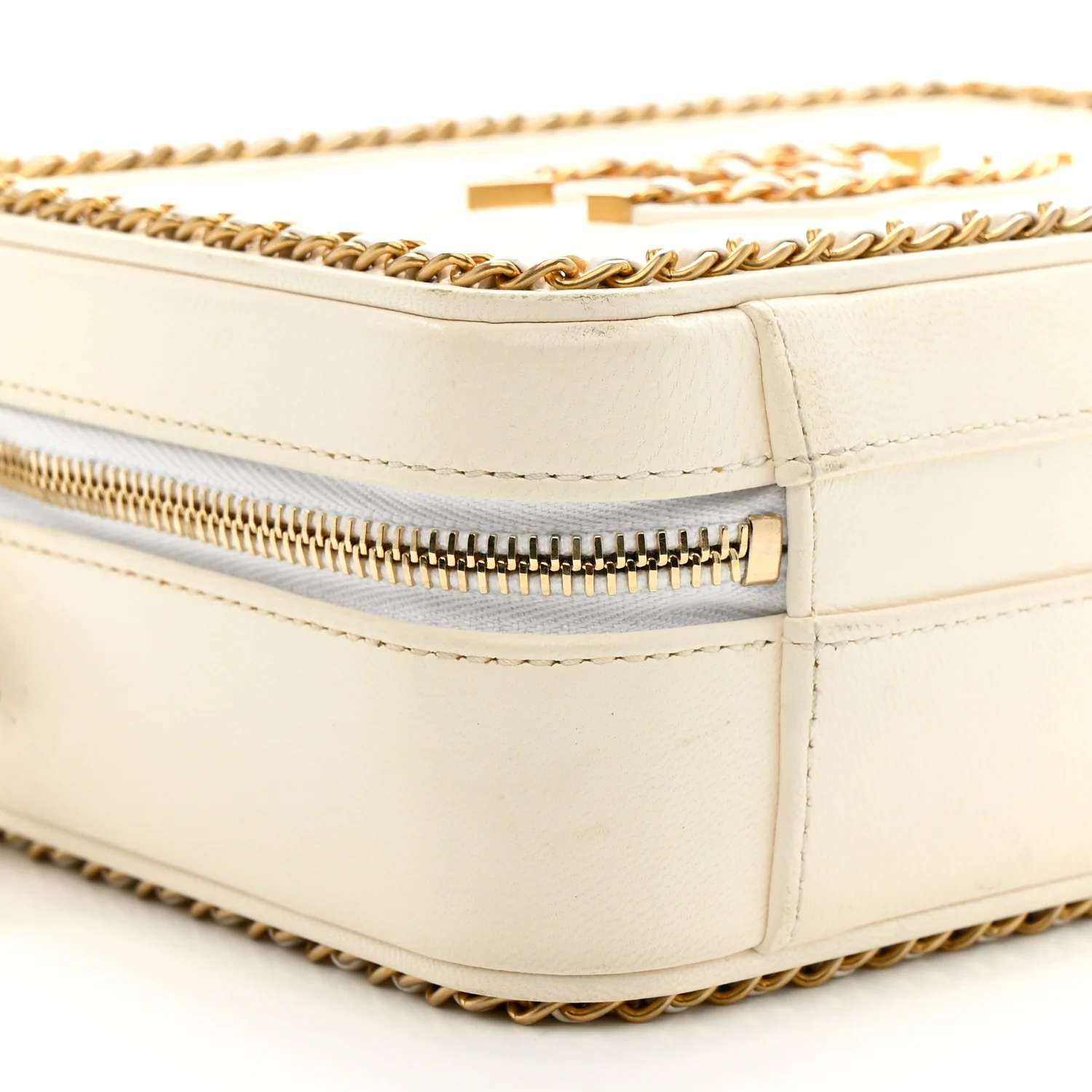 Goatskin Quilted Small CC Filigree Vanity Case White - Image 9
