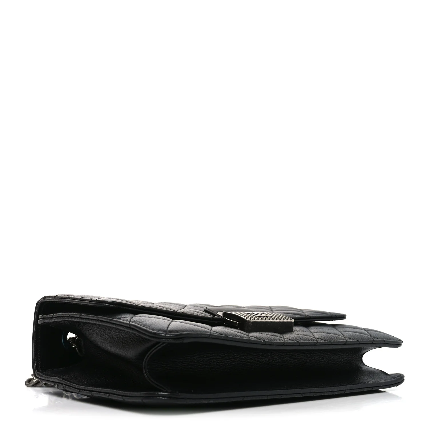 Goatskin Quilted Small CC University Top Handle Flap Black - Image 4