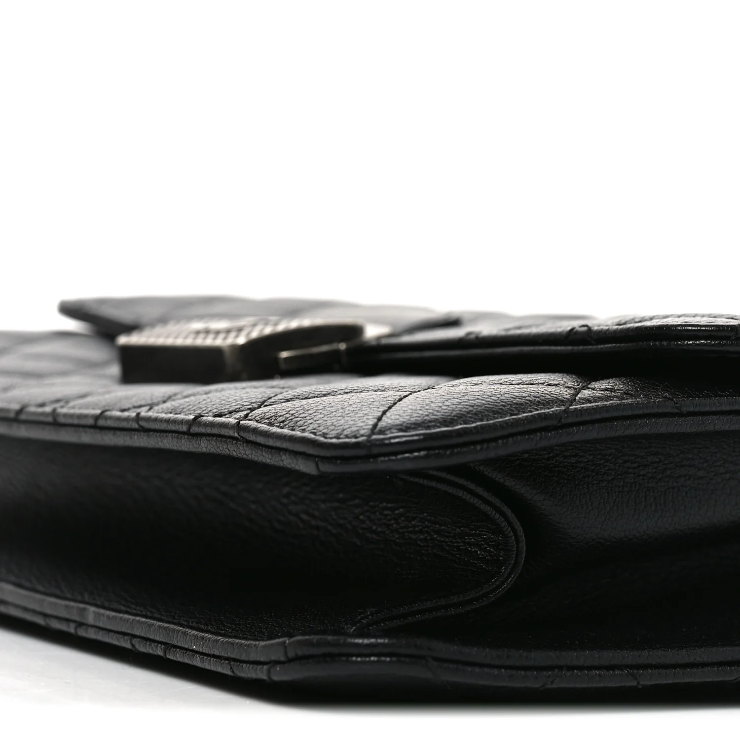 Goatskin Quilted Small CC University Top Handle Flap Black - Image 9