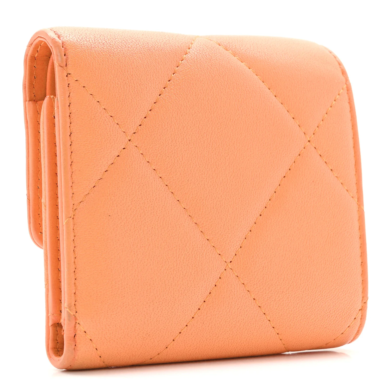 Goatskin Quilted Small Chanel 19 Flap Wallet Orange - Image 3