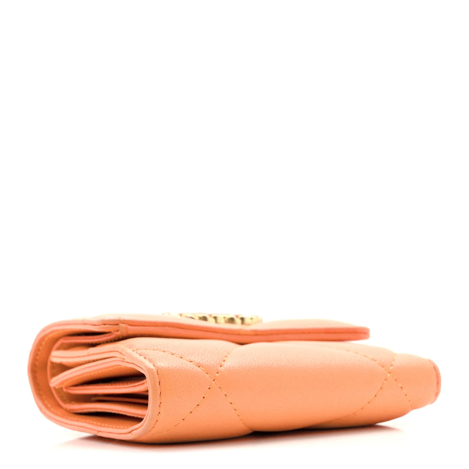 Goatskin Quilted Small Chanel 19 Flap Wallet Orange - Image 4