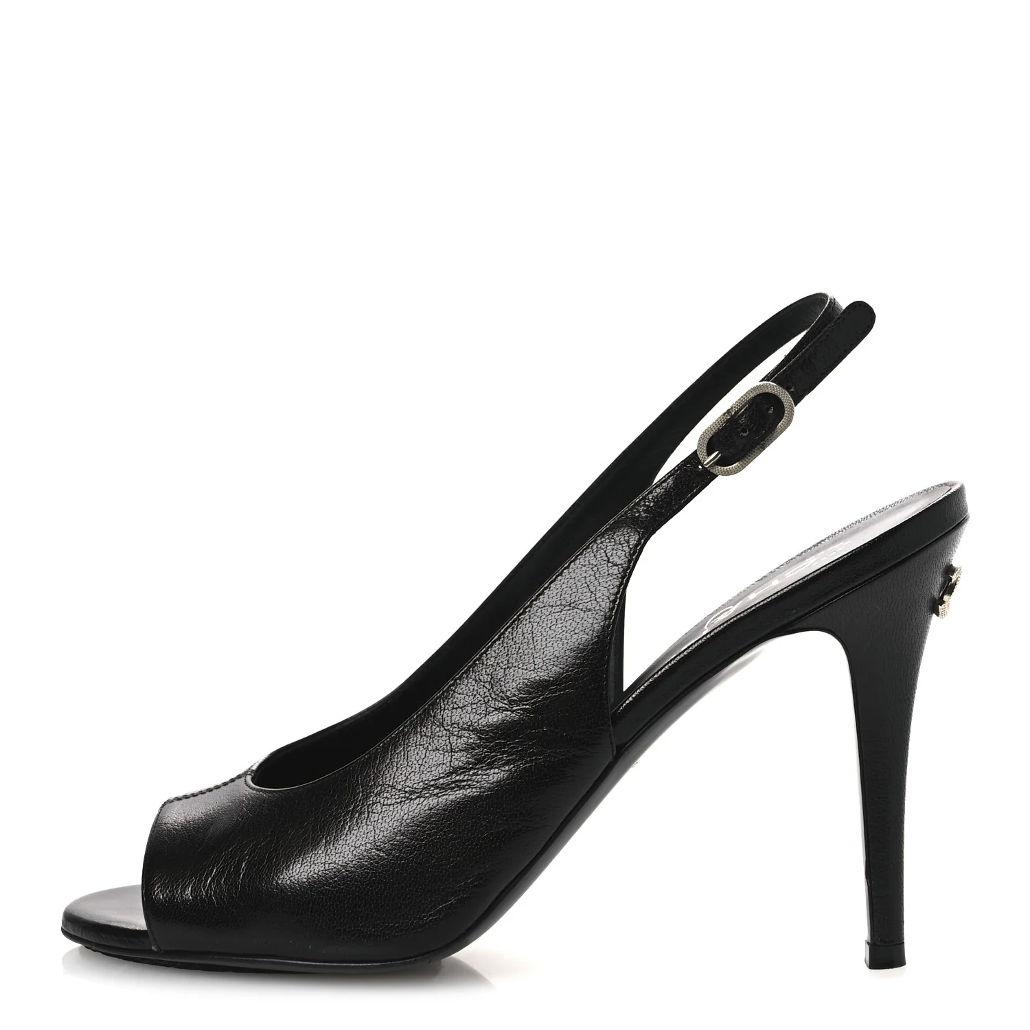Goatskin Slingback Sandals 39.5 Black