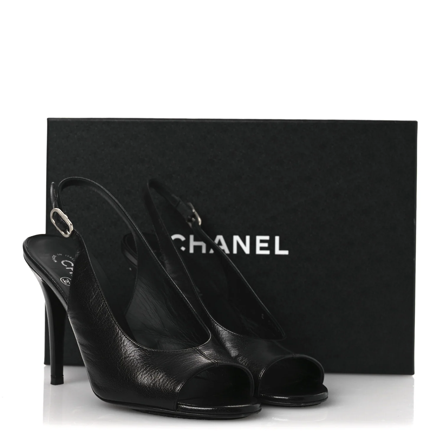 Goatskin Slingback Sandals 39.5 Black - Image 12