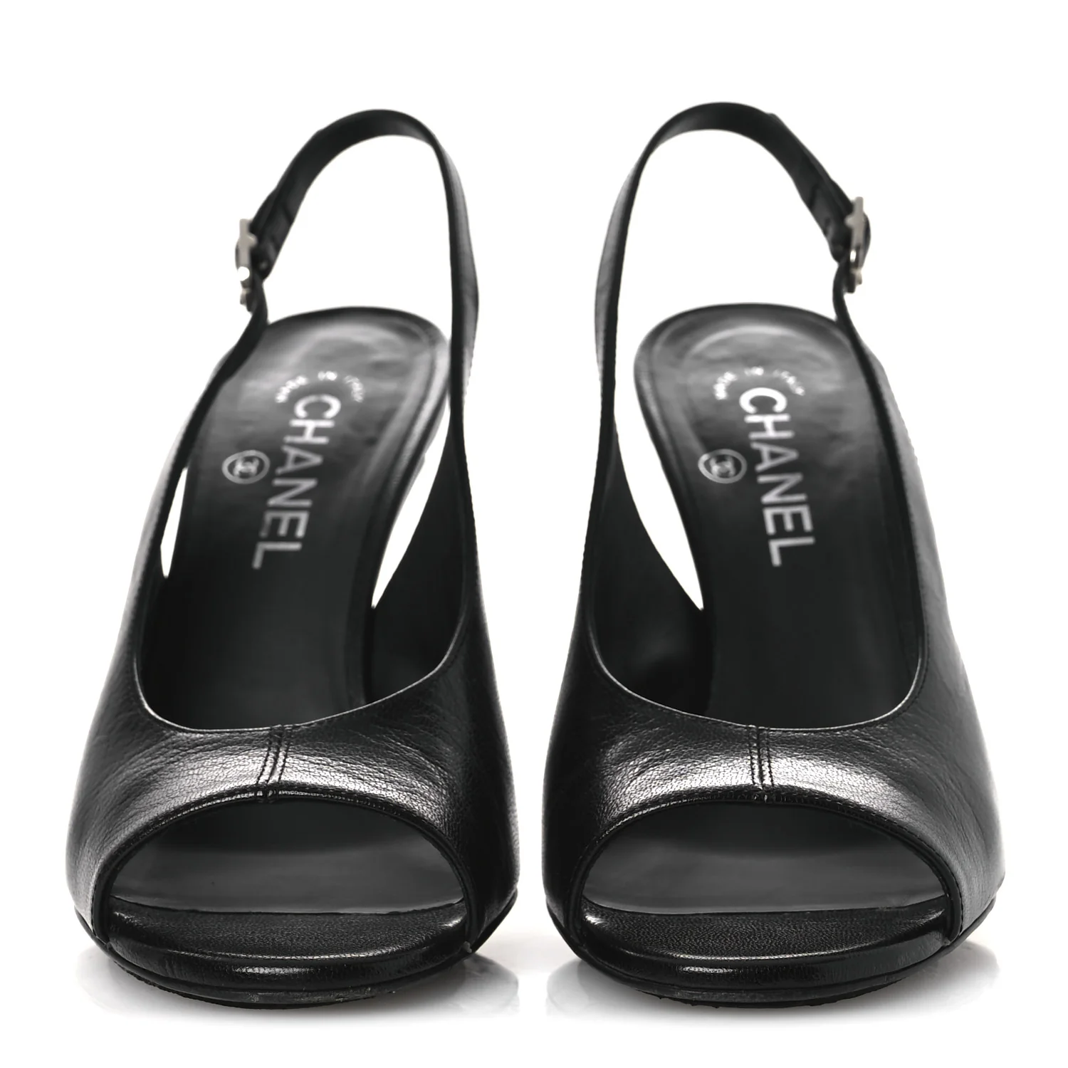 Goatskin Slingback Sandals 39.5 Black - Image 3