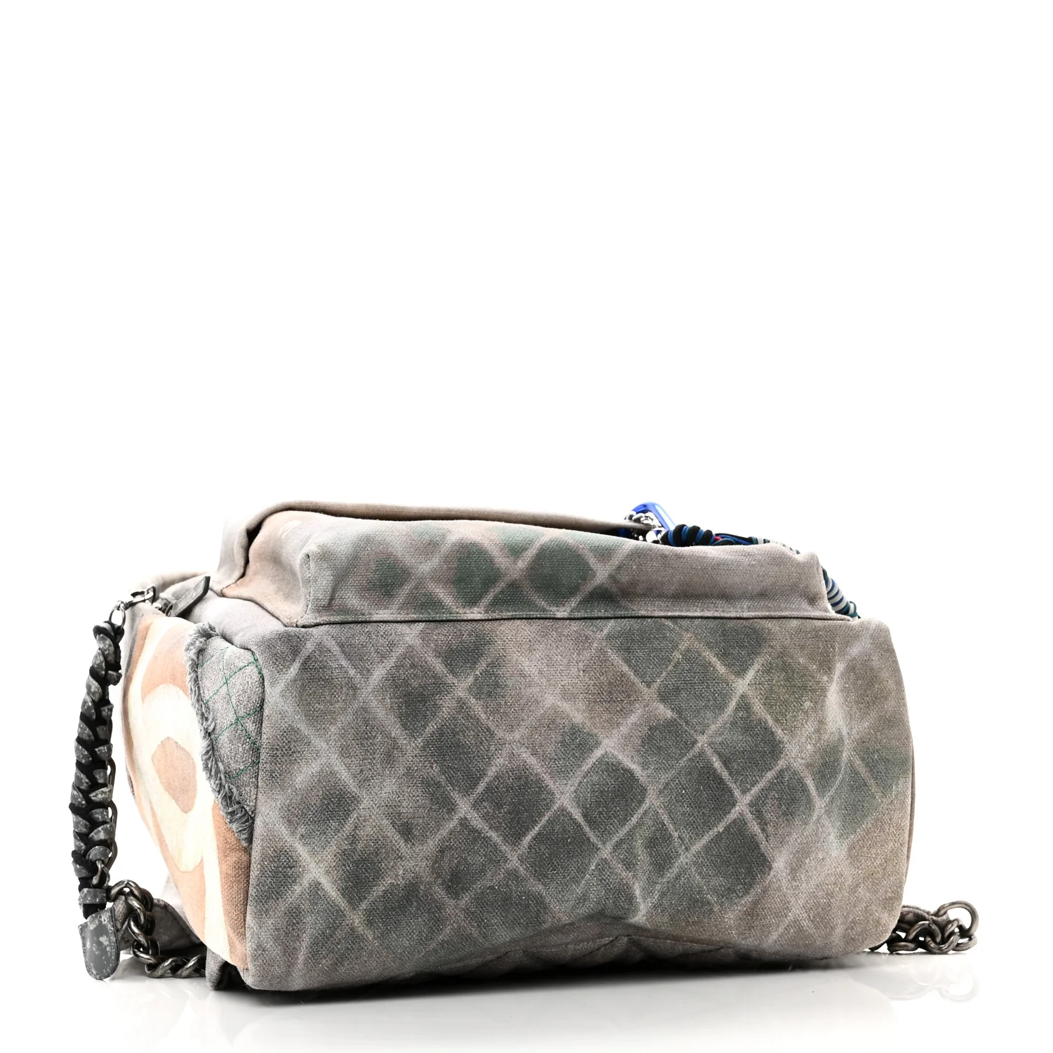 Graffiti Printed Canvas Medium Backpack Grey - Image 3