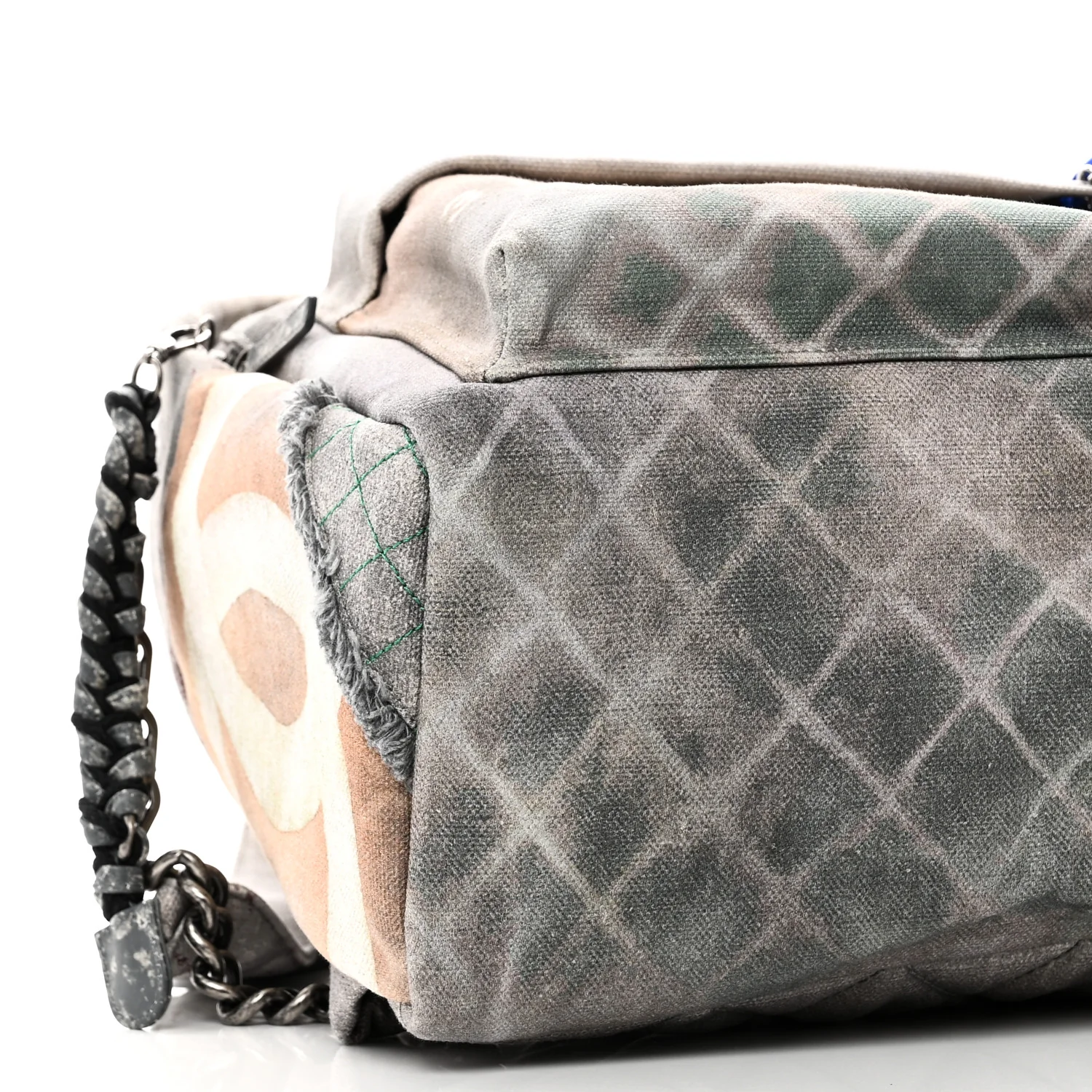 Graffiti Printed Canvas Medium Backpack Grey - Image 8
