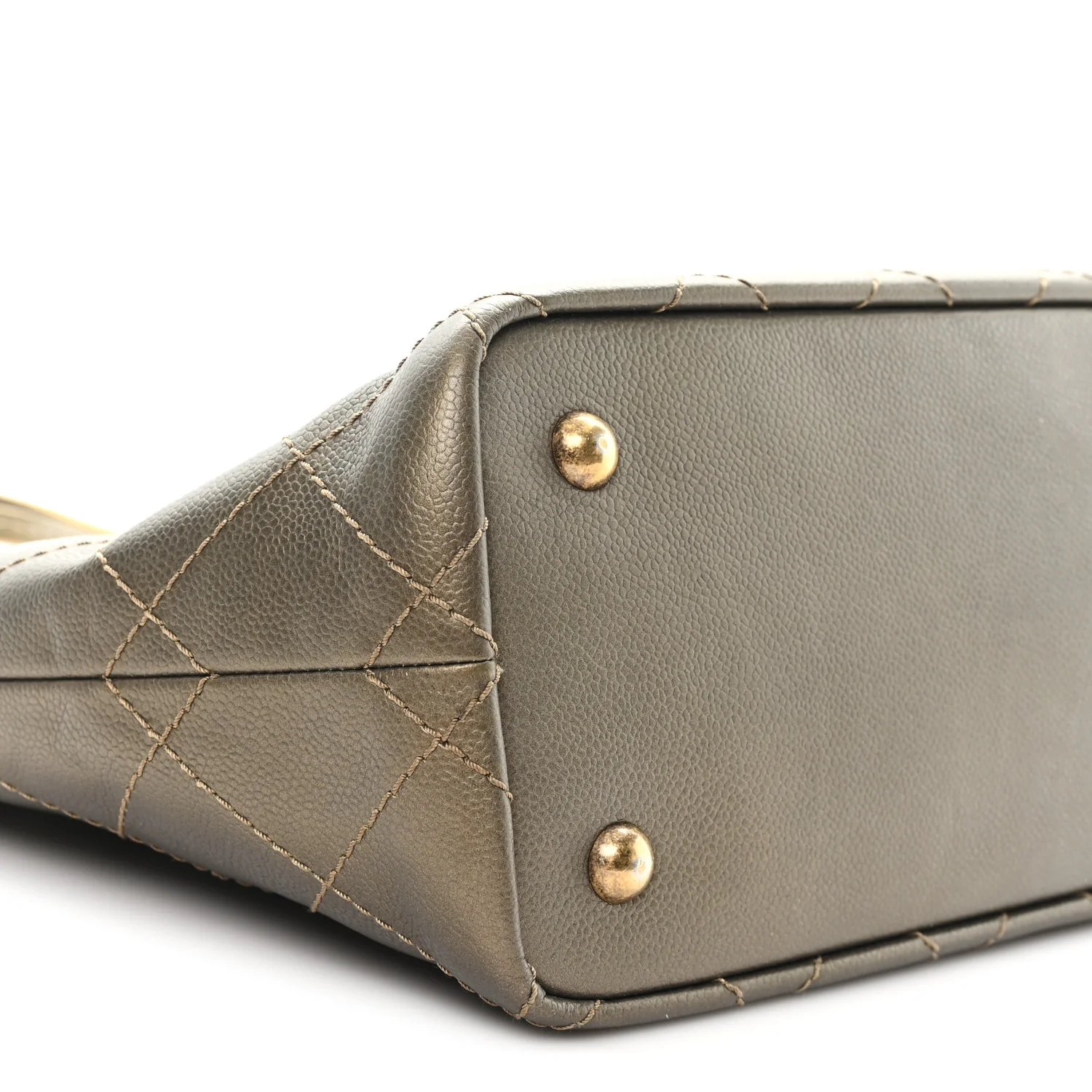 Grained Calfskin Large Shopping Fever Tote Gold - Image 10