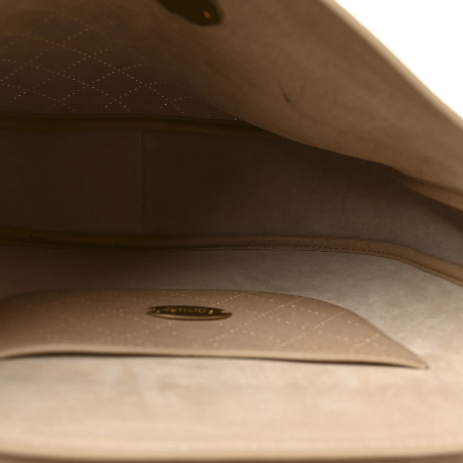 Grained Calfskin Perforated Small Flap Hobo Beige - Image 5