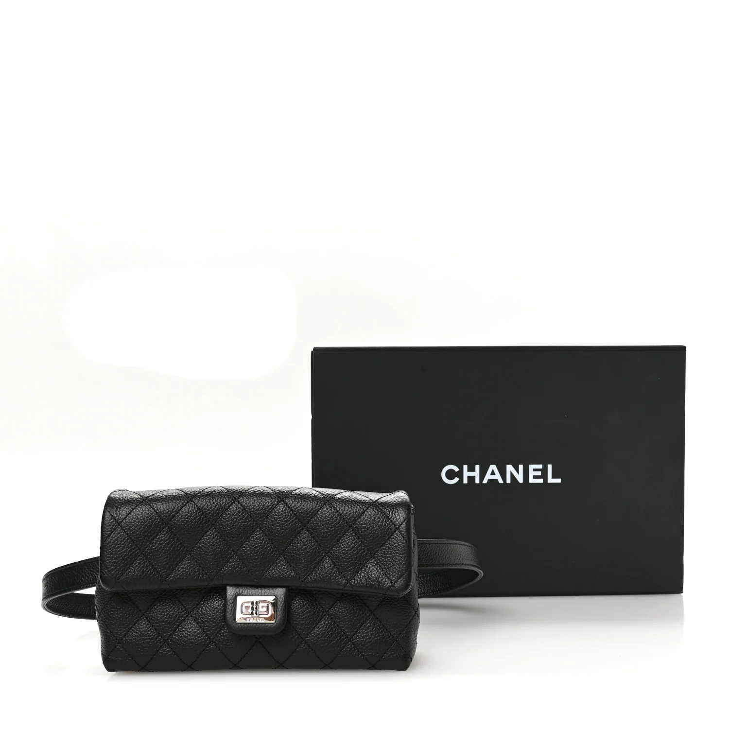 Grained Calfskin Quilted 2.55 Reissue Flap Belt Bag Clutch Black - Image 12
