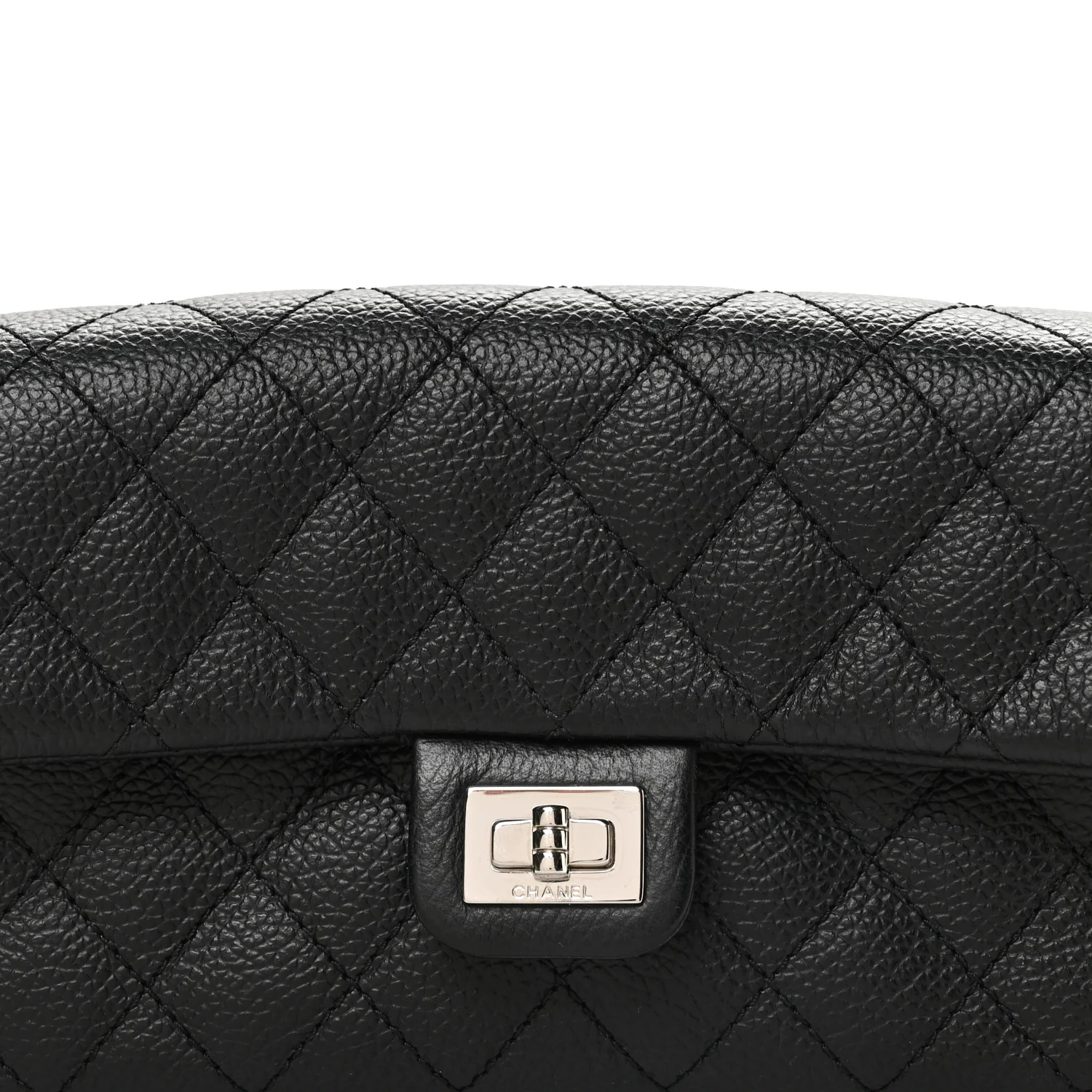 Grained Calfskin Quilted 2.55 Reissue Flap Belt Bag Clutch Black - Image 9