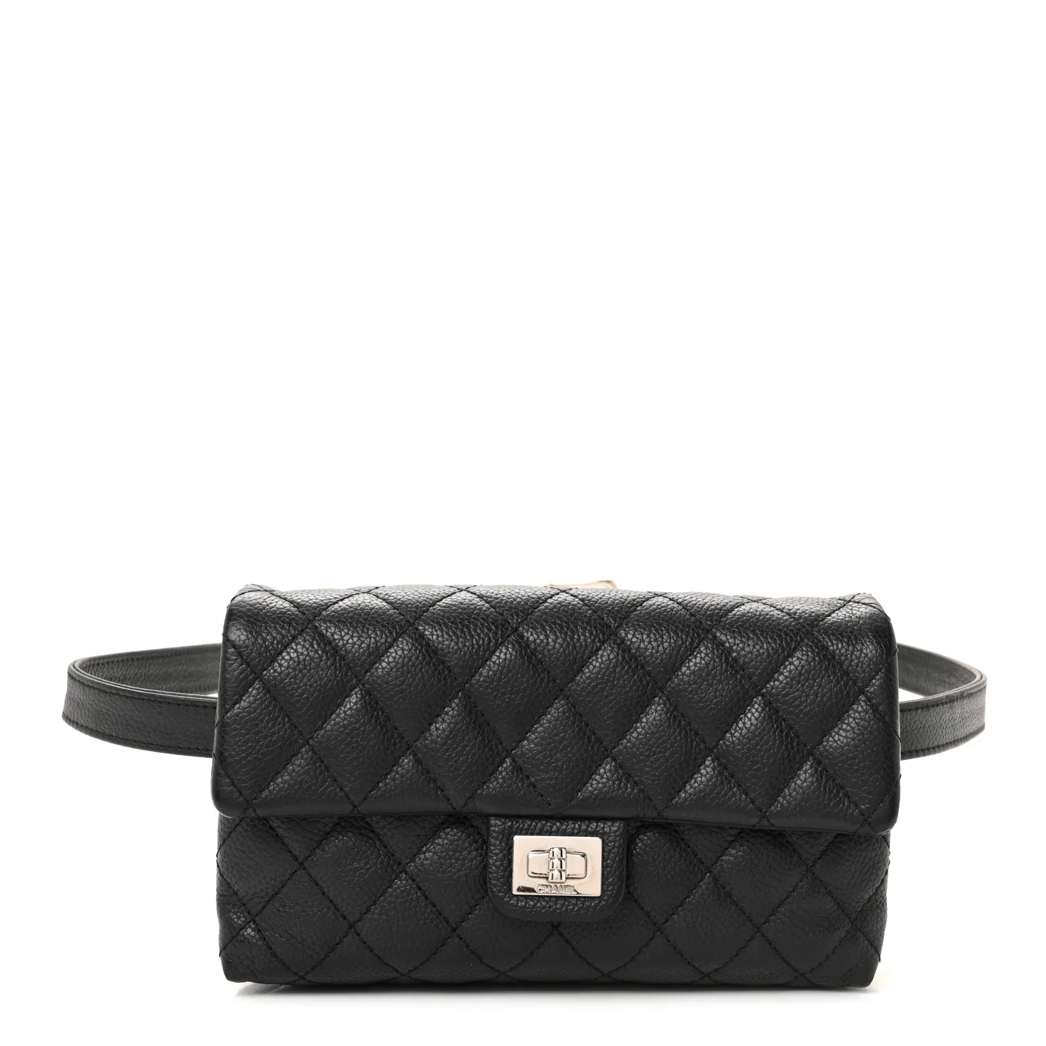 Grained Calfskin Quilted 2.55 Reissue Flap Belt Bag Clutch Black - Image 3