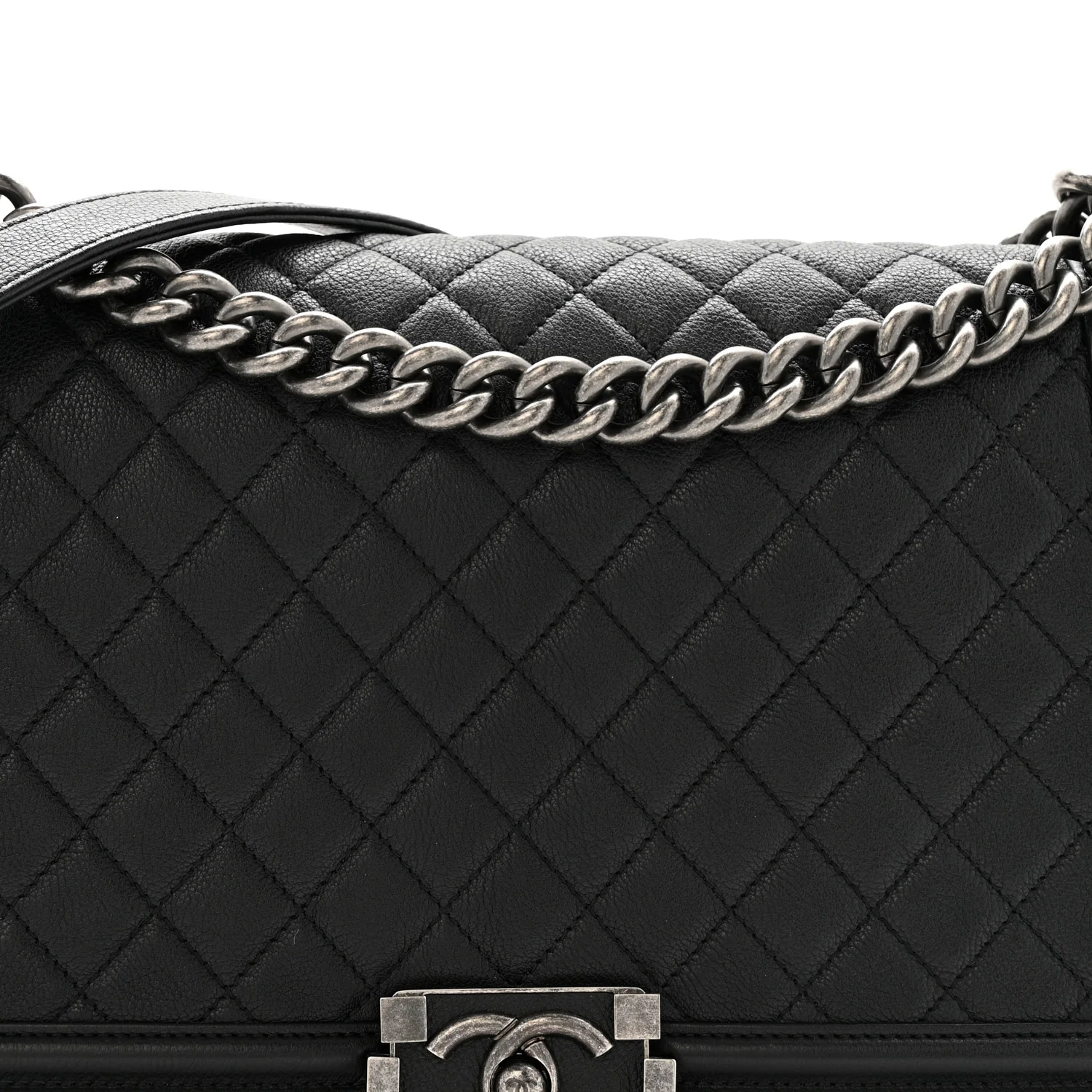 Grained Calfskin Quilted New Medium Boy Flap Black - Image 8